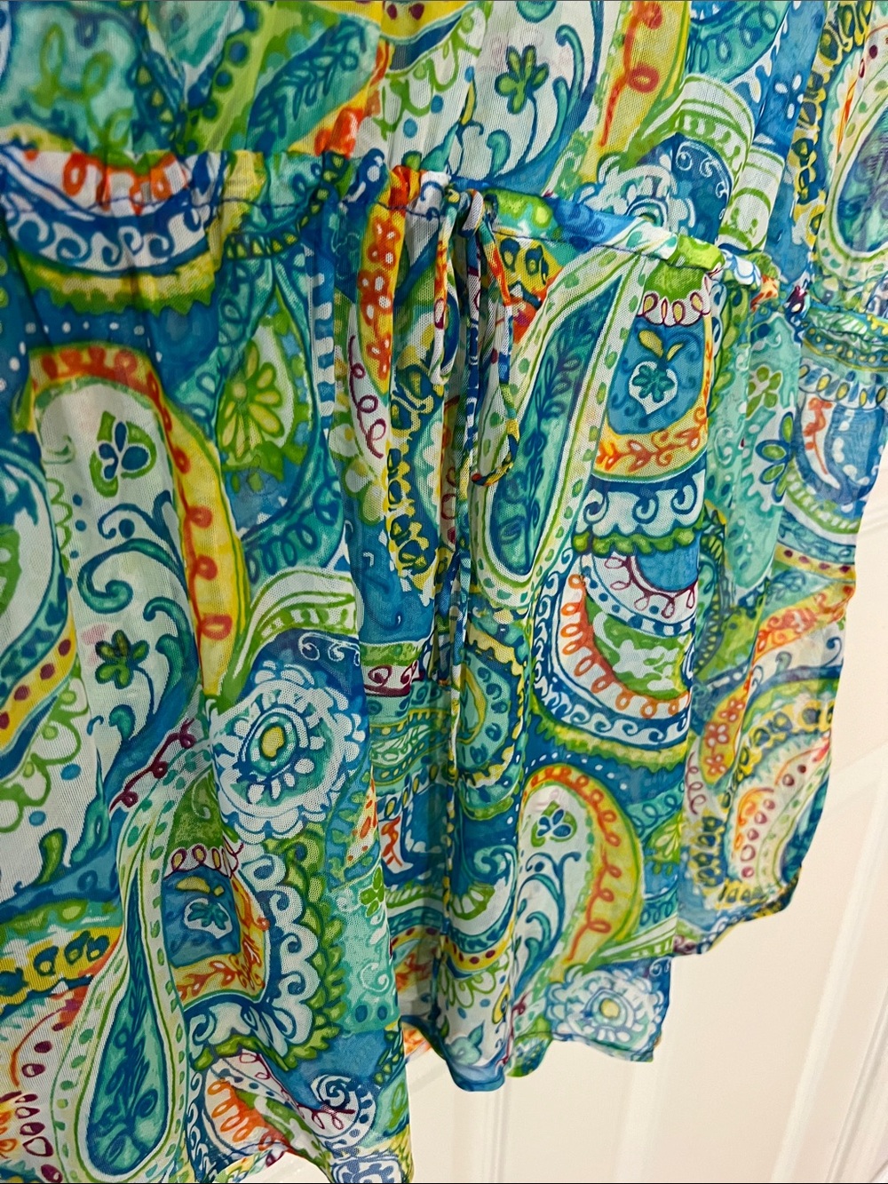 Lauren Ralph Lauren Multicolor Sheer Paisley V-Neck Beach Cover Dress, Sz‎ L - Picture 5 of 8